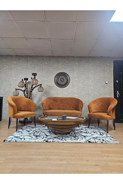 SEVİNÇ MOBİLYA TEDDY Takım Siyah Boyalı Telli Ayak Çay Seti Koltuk - Berjer ,...