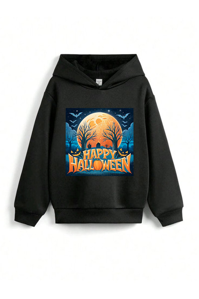 stil x ХЕЛОУИН - ХЕЛОУИН ПЕЧАТАНА ДЕТСКА СВИТЕРКА С КАПЮШОН, 3-НИШЕНА КАНТА