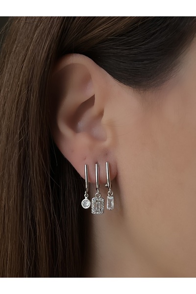 Twinssis Accessories Baguette Stone Multi-Look Line Earrings