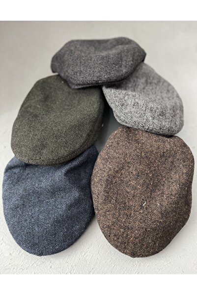 ZERAMİNE Сірий класичний чоловічий кашкет – елегантна модель з вовняною текстурою – з підкладкою – London Kasket