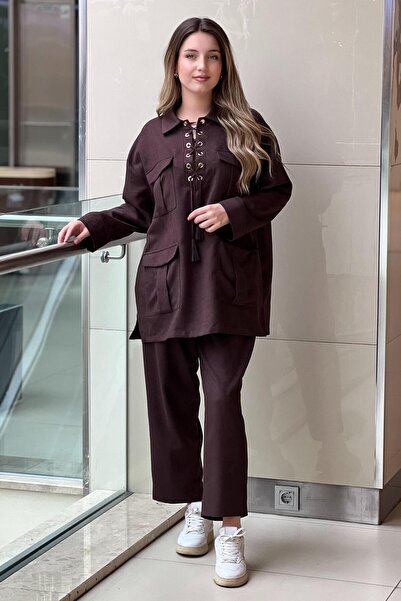 Ghisa Cross-Tied Four-Pocket Tunic Pants Set