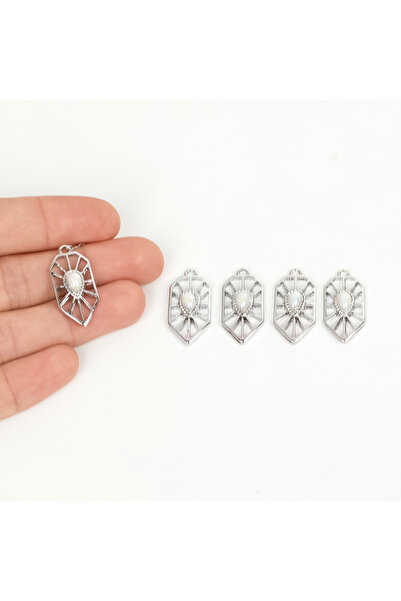 yfhobi 1 Adet - 25 mm Kristal Desen Metal Uç, Takı İçin Charm Uç, Rodyum Kapl...