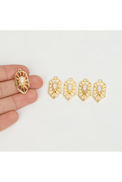 yfhobi 1 Adet - 25 mm Kristal Desen Metal Uç, Takı İçin Charm Uç, Altın Kapla...