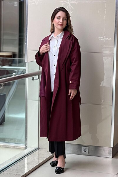 Ghisa Kruvaze Yaka Önü Açık Kuşaklı Trençkot