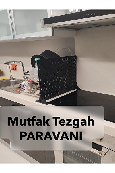 TechnoLoby Mutfak Tezgah Paravanı 2 mm SİYAH METAL 56X36 cm (2 adet Ayak DAHİL)