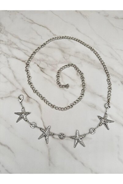 EMR Official Curea cu lanț cu model de stele, curea pentru femei, curea pentru rochie, curea pentru haină, curea pentru talie, curea pentru pantaloni