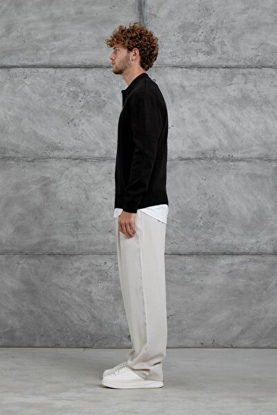 NOMARC Μαύρο πλεκτό πουλόβερ με λεπτομέρεια Gst Arma