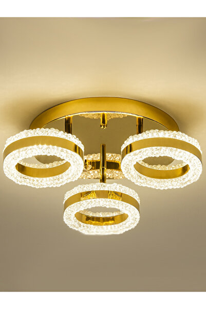 NOONLUX DESIGN&LIGHTING Kono Plafonyer Led Gold Kaplama Avize Salon Yatak Odası Antre