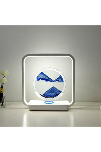 SeLeSe Smart LED Lamp with Wireless Charger 3D blue sand landscape, table lamp, touch control