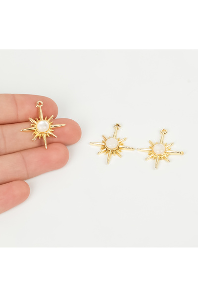 yfhobi 1 Adet - 25 mm Kutup Yıldızı Desen Metal Uç, Takı İçin Charm Uç, Altın...