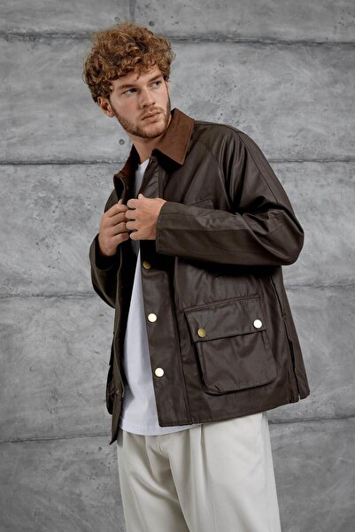 NOMARC Μπουφάν καφέ Mrk Oilcloth ελαφρύ