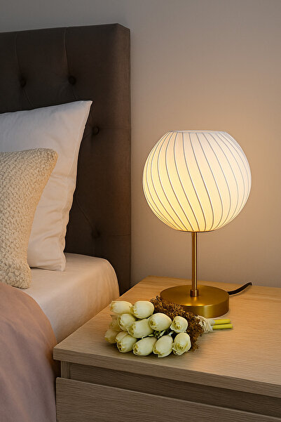 Barstech Modern Spiral Abajur - 40 cm Metal ayaklı Lambader