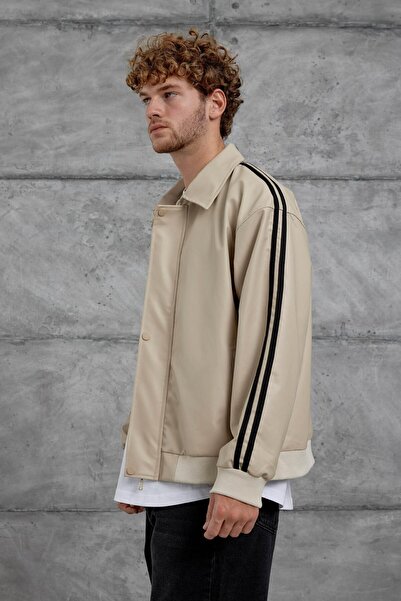 NOMARC Крем Nmrc Стрічка Деталізована Oversize Шкіряна Куртка