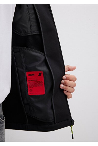 Mavi kapüşonlu (su itici) scuba slim fit ceket