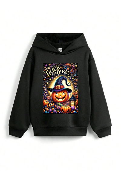 stil x ХЕЛОУИН - ХЕЛОУИН ПЕЧАТАНА ДЕТСКА СВИТЕРКА С КАПЮШОН, 3-НИШЕНА КАНТА