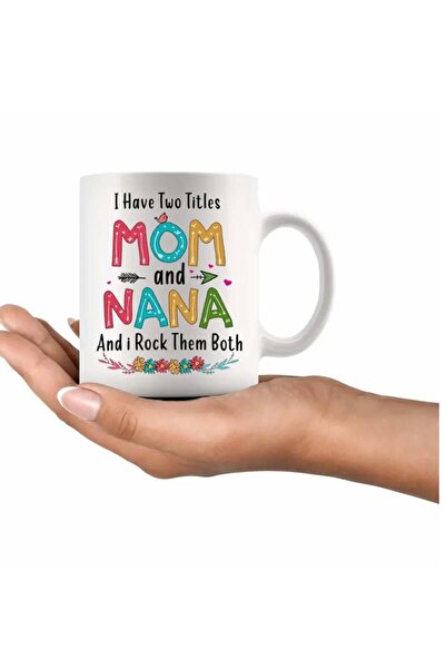 RYN 1pc 'Mom & Nana' 11oz Ceramic Coffee Mug - Heartwarming Dual-Title Design...