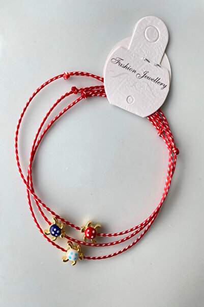 Shepidi 3'lü renkli kaplumbağa figürlü marteniçka şans bilekliği