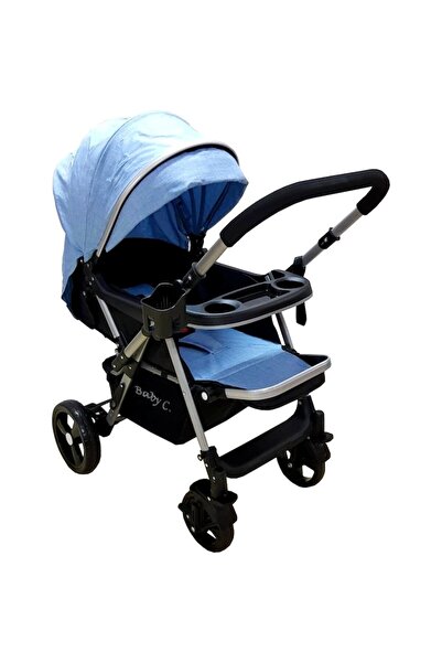 Baby Care Cărucior PRO 511 pentru nou-născuți 2 în 1, cadru din aluminiu, mâner reversibil, albastru