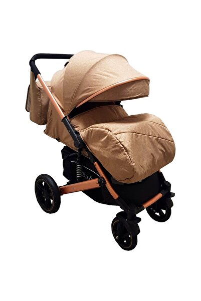 Baby Care PRO 512 Newborn Stroller 2-in-1 with Baby Bag Included, Gold Frame, Adjustable Backrest