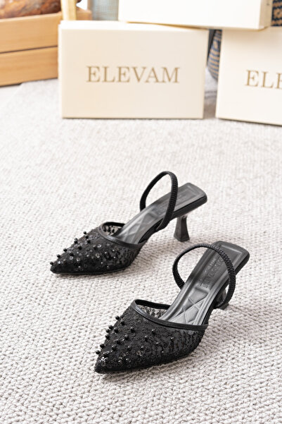 ELEVAM Stone Detailed Thin Heeled Women's Heeled Evening Dress Shoes