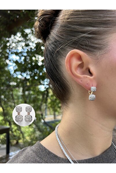 Finery by Nerrs Stone Design Earrings with Double Cube Details