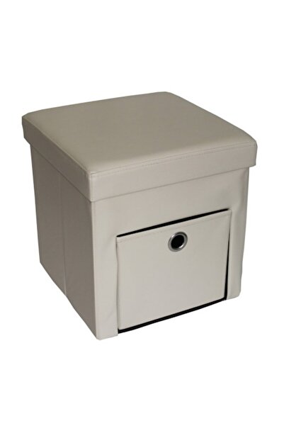 HouseXL Storage Ottoman HouseXL™ 6100, Dimensions 38X38X38cm, Max 150 kg, Soft Leather Cover, Beige