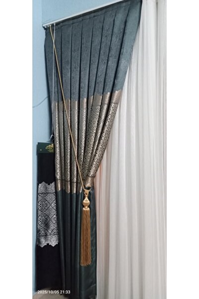 Store Zümrüt yeşili Pano fon perde