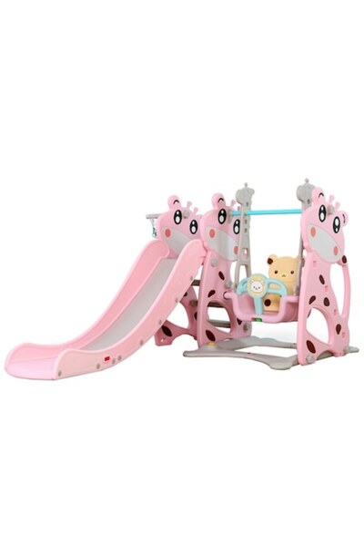 NOVOKIDS 3-in-1 Slide for Kids Giraffe Playground, with Swing, Basketball Hoop, Indoor and Outdoor,