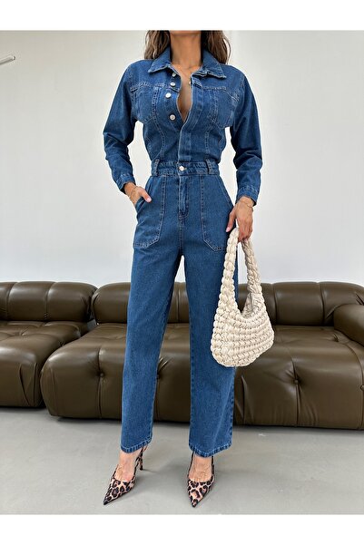 MissPul Dámský overal s dlouhým rukávem a knoflíky v prémiové kvalitě