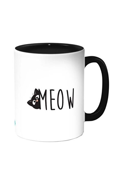 RYN Cute Cat Printed Coffee Mug White/Black 11ounce