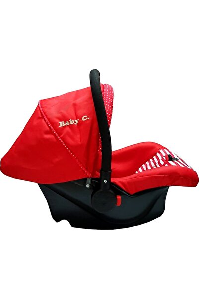 Baby Care ™ PRO Infant Car Seat, Adjustable Handle, R-129 i-Size Approval, Red with Stripes