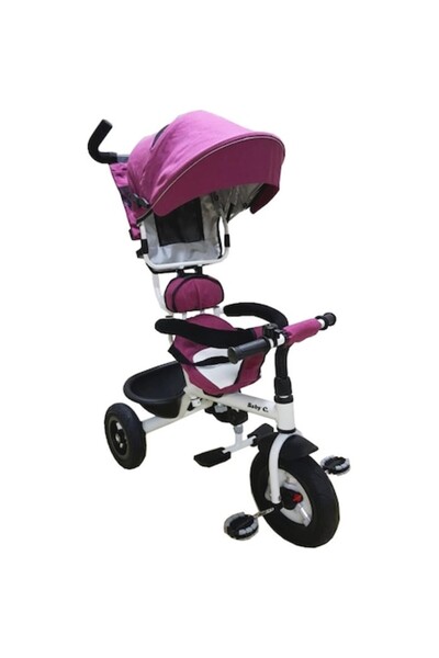 Baby Care Tricycle with canopy My First Trike, pedals and parent handle, reversible 360-degree seat,