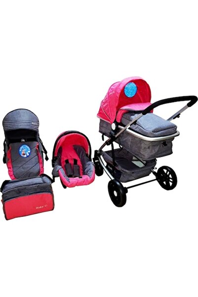 Baby Care Cărucior 3 în 1 Baby Care™ PRO YK pentru nou-născuți, cadru din alu...