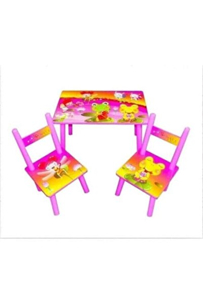 NOVOKIDS Masă pentru copii din MDF + lemn, model broască verde, cu două scaun...