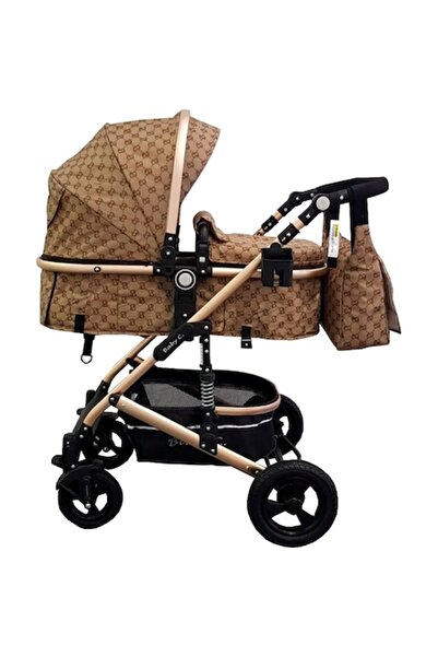 Baby Care Cărucior 2 în 1 PRO 531 cu geantă pentru bebeluși, cadru din aluminiu auriu, amortizoare, garnituri complete din cauciuc