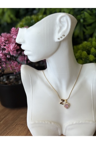 B & S Zirkon Taşlı Kalpli Z Harf Yazılı Kolye