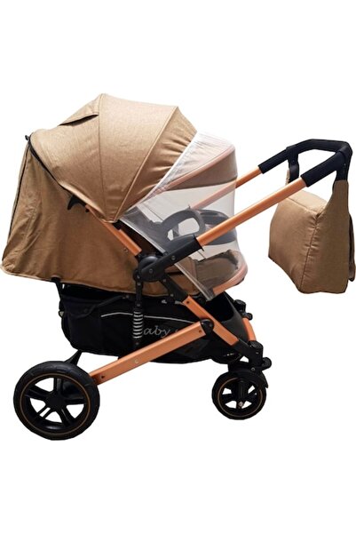 Baby Care PRO 512 Newborn Stroller 2-in-1 with Baby Bag Included, Gold Frame, Adjustable Backrest