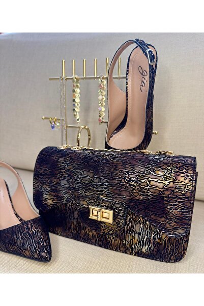 GİAccs. حذاء يلانج ميكس ذو الكعب العالي ذو النمط المميز، عبوة من قطعتين