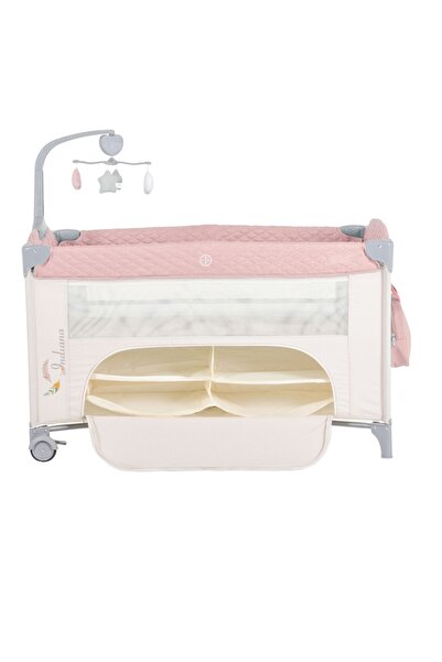 NOVOKIDS Convertible Folding Baby Cot Indiana NEST, 62X125 cm, 2 Levels, Musical Carousel Toy, Side