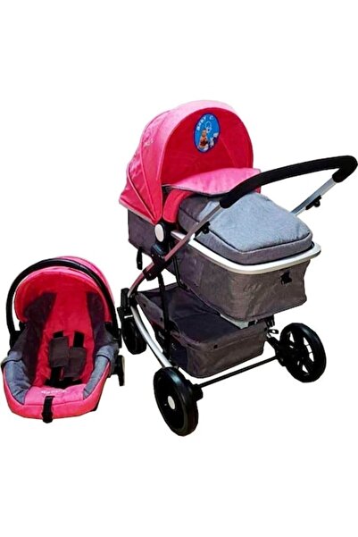 Baby Care Cărucior PRO YK 3 în 1, cadru din aluminiu, spătar rabatabil, roz