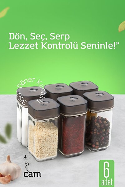 Transformacion Cam Tuzluk Baharatlık – 360° Döner Kapaklı | 3 Delik Tipiyle A...