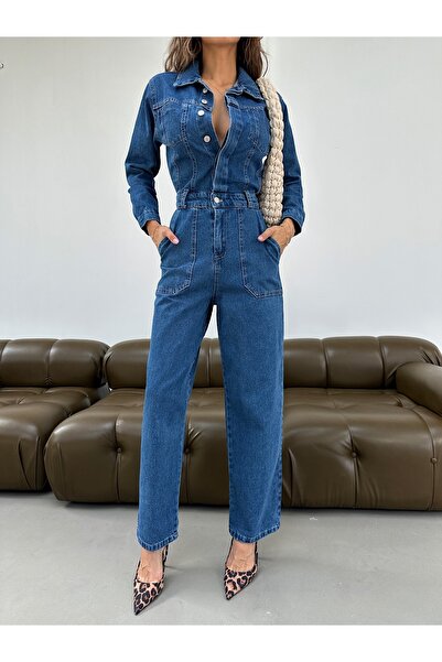 MissPul Dámský overal s dlouhým rukávem a knoflíky v prémiové kvalitě