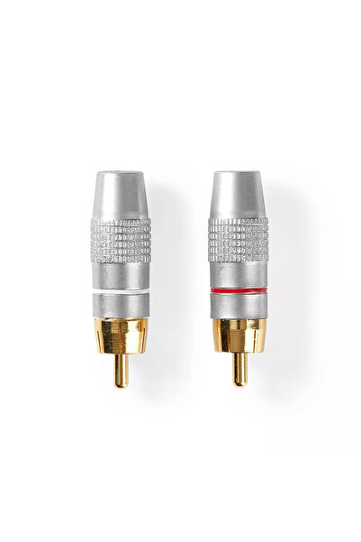 OEM RCA Male Gold Plated Metal Grey Connector Set 2pcs Nedis