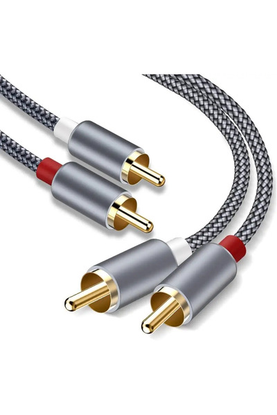 OEM Cablu audio 2x RCA-tata la 2x RCA-tata 2m contacte aurite design metalic ...
