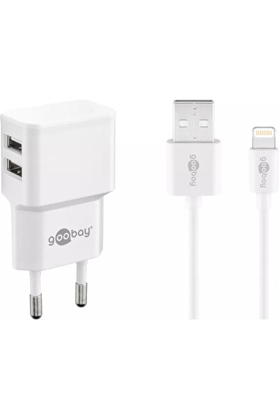 goobay Incarcator dual Apple Lightning USB 2.4A 12W 1m alb