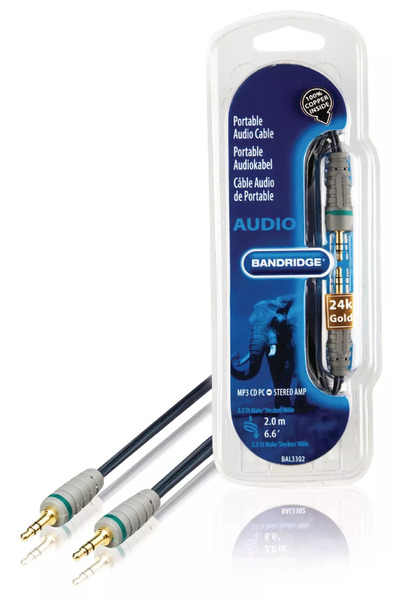 OEM OFC copper stereo audio cable Jack 3.5 mm male-male 2m Bandridge