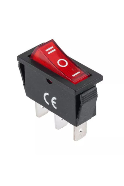 OEM Intrerupator IRS-103-3C 3 pini 3 pozitii 11x30 mm ON-OFF-ON rosu 15A 250V...