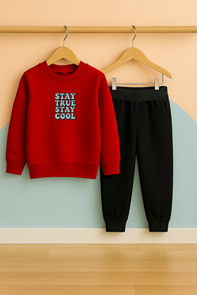 BookOrBook Çocuk Eşofman Takımı | TRUE-COOL | 3-12 Yaş | %100 Pamuk 3 İplik Şardonlu Kalın Kumaş | Kışlık