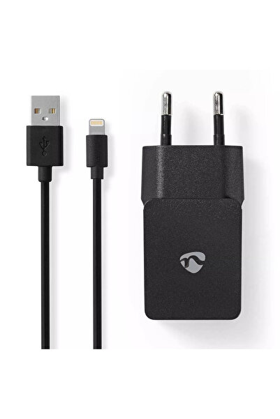 Nedis Alimentator 110-240V - USB x1 iesire 2.4A negru cablu Lighting inclus c...