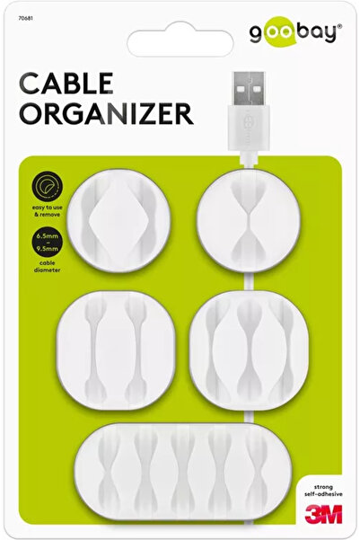 OEM Goobay cable management clamps set 5pcs set white